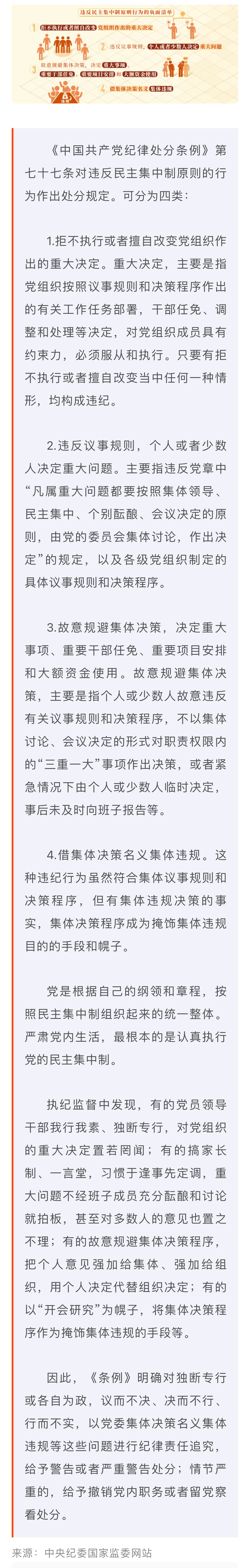 黨紀學習教育·每日一課｜違反民主集中制原則的情形和處分規(guī)定